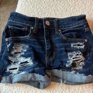 American Eagle Outfitters Blue Jean Shorts Distressed Mid-Rise
